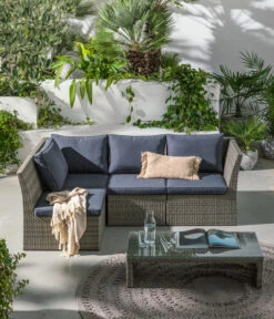 Dehner Geflecht-Lounge Rom, 4-teilig -Gartenmöbel 4407334 WE MO 002 DehnerGeflechtLoungeRomNEU