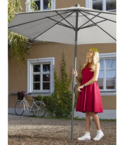 Dehner Schirm Milos, Rund, Ca. Ø294 Cm -Gartenmöbel 6702864 WE MO 001 SchirmMilosHellgrauNeu