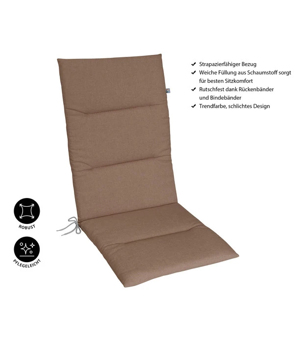 KETTtex Hochlehnerpolster Lindos Taupe, Ca. B120/H4/T50 Cm 5 KETTtex Hochlehnerpolster Lindos Taupe, Ca. B120/H4/T50 Cm – Bild 3
